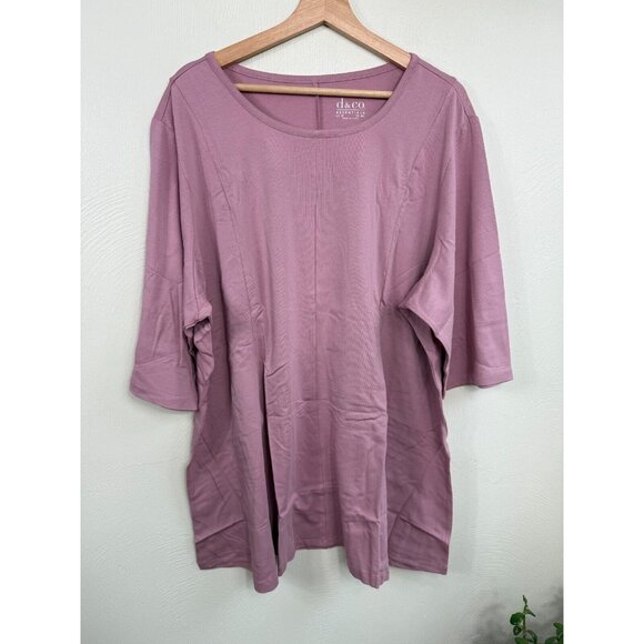 D & Co. Essentials Womens Green Pink 2 Pack Cotton Blend Tops Size 3X Spring NWT - Picture 2 of 9